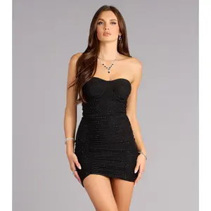 Abbey Rhinestone Mesh Mini Dress Abbey Rhinestone Mesh Mini Dress
