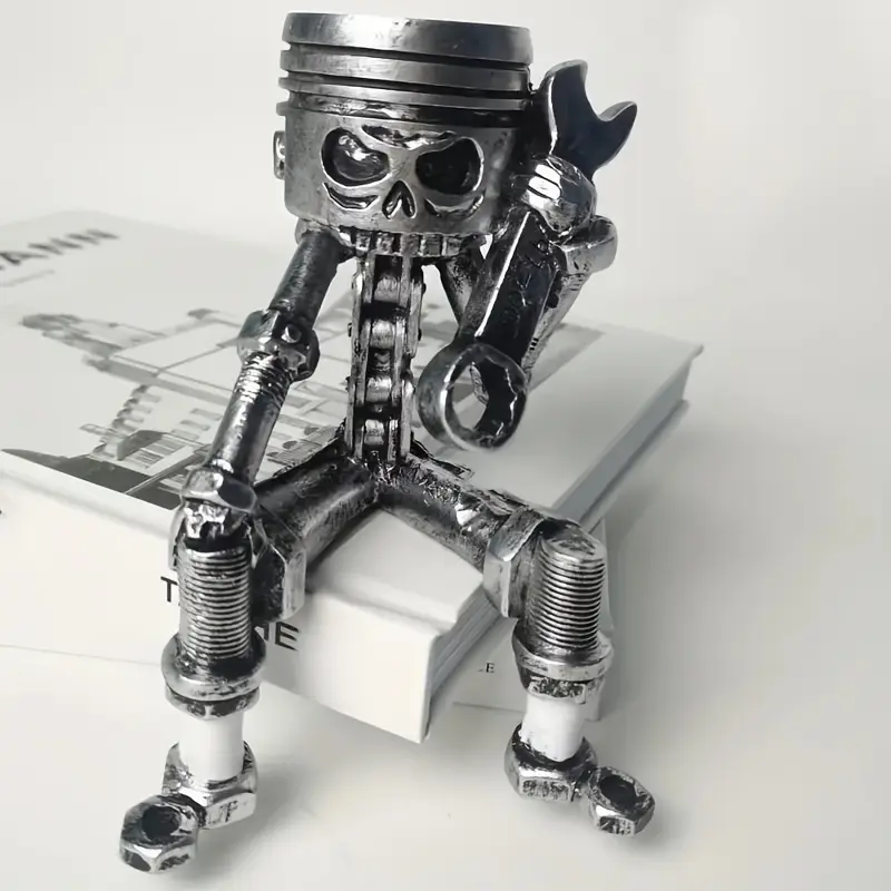 Vintage Mechanical Style Resin Wrench Robot Statue Ornament Cool Office / Home Indoor / Outdoor Decoration Artifact Christmas Halloween Birthday Gift Preferred Pop Figurine Living Room