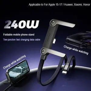 2-in-1 Invisible Holder Charger Cable–240W Fast Charging Cord with Phone Stand