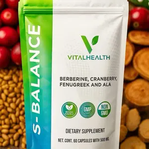 Vital Health S-Balance - Natural Supplement for Healthy Blood Sugar & Hormone Wellness - 60 Capsules - Mexico Origin