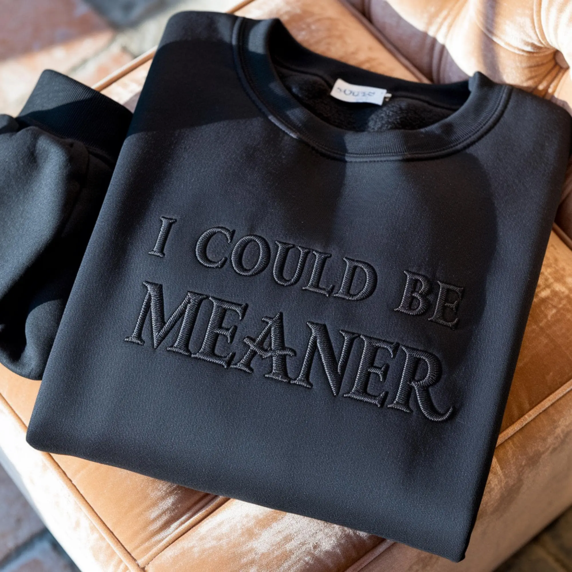 Lady's Embroidered Sweatshirt, Casual Style Cotton Felt Pullover Hoodie with Funny Quote, True-to-Size Long Sleeve Top, Classic