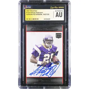 Adrian Peterson Minnesota Vikings Autographed 2007 Bowman #126 CGC Fanatics Witnessed Authenticated Rookie Card - Fanatics Authentic Certified