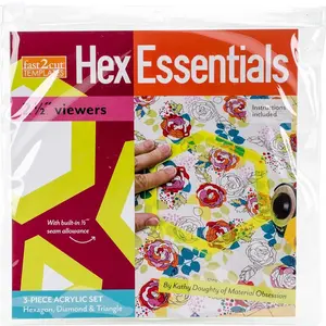 fast2cut® HexEssentials 2 1/2” Viewers: 3-Piece Acrylic Hexagon, Diamond & Triangle Set