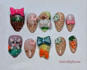 Easter Nail Set With 3D Basket | Bunny | Flowers | Carrots | Bows |