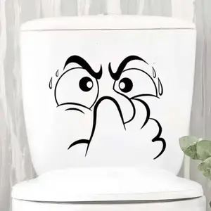 Abstract Ghost Face Toilet Sticker, Self-Adhesive Plastic Decorative Decal, Christmas Thanksgiving Fall Winter Bathroom Decoration