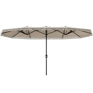15 Ft Rectangular Shade Umbrella For Family Gatherings Easy Crank Open UPF30 Coating 95 UV Block Requires Base 55 To 77 Lbs