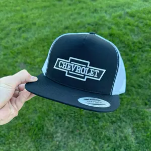 Vintage Chevrolet Flatbill Snapback Hat with Classic Logo Design and Adjustable Fit for Men and Women