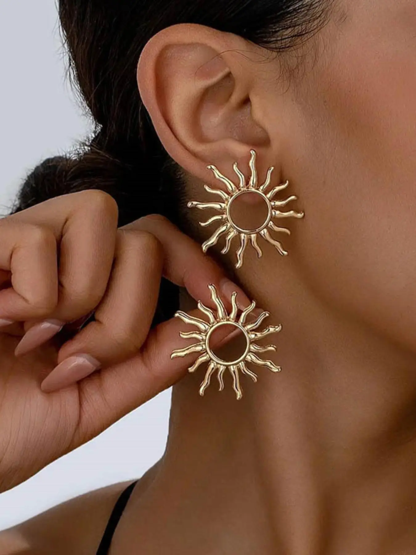 Sunflower Design Hoop Earrings, Hoops Earrings, Jewelry for Women, Daily Clothing Decor, Accessories, All-match Exquisite Jewelry for Birthday Gift, Minimalist, Versatile Earrings