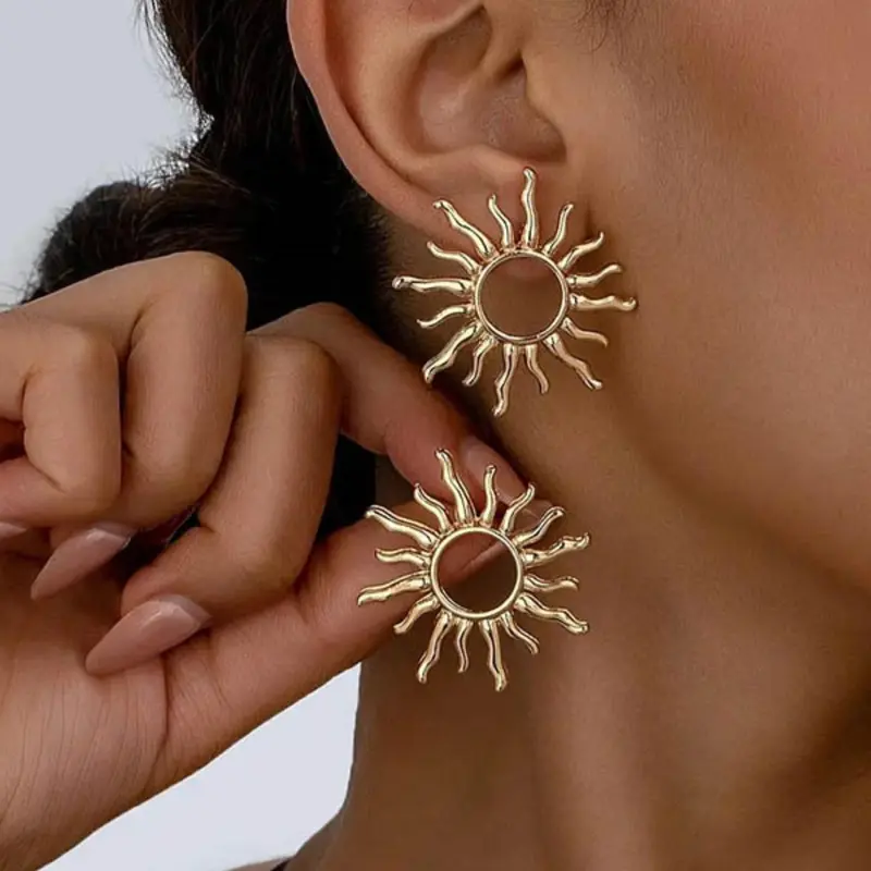 Sunflower Design Hoop Earrings, Hoops Earrings, Jewelry for Women, Daily Clothing Decor, Accessories, All-match Exquisite Jewelry for Birthday Gift, Minimalist, Versatile Earrings