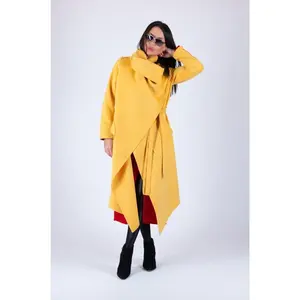 Yellow Coat VICTORIA - Asymmetric Hem, Elegant Design, Fits Women, Comfortable and Chic Wear, Ideal for Casual Outings