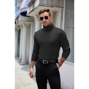COOFANDY Mens Knitted Turtleneck Long Sleeve Turtle Neck Ribbed Pullover Sweater Thermal Casual High Neck