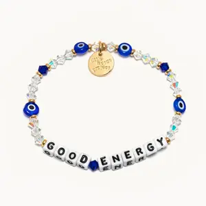 Little Words Project Good Energy Bracelet, Evil Eye Symbol, Lucky Charm, Trackable ID Tag, Lifetime Warranty