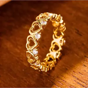 Heart-Shaped Cubic Zirconia Ring, Fashionable Minimalist Versatile Band