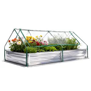 utdoor Raised Garden Bed with Transparent Waterproof Cover for Growing Vegetables, Cold-Resistant Planter Box Kit with Large Screen Windows for Herbs & Flowers, 6x3x2ft