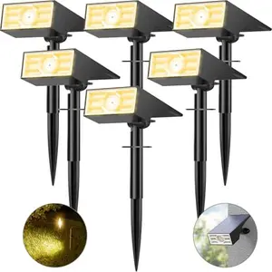 WELALO Solar Spot Lights Outdoor,10 Pack/56 LED Outdoor Lights for Yard Waterproof IP68, 4 Lighting Modes Solar Landscape Spotlights, Auto On/Off Solar Powered Flood Lights Garden Pathway,Warm White