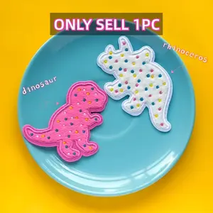 Cute Rhino Dinosaur Rhinoceros Embroidery Patch, Self-Adhesive Iron-On, Suitable for Clothes, Jackets, Hats, Accessories, Fun Fashion Decor
