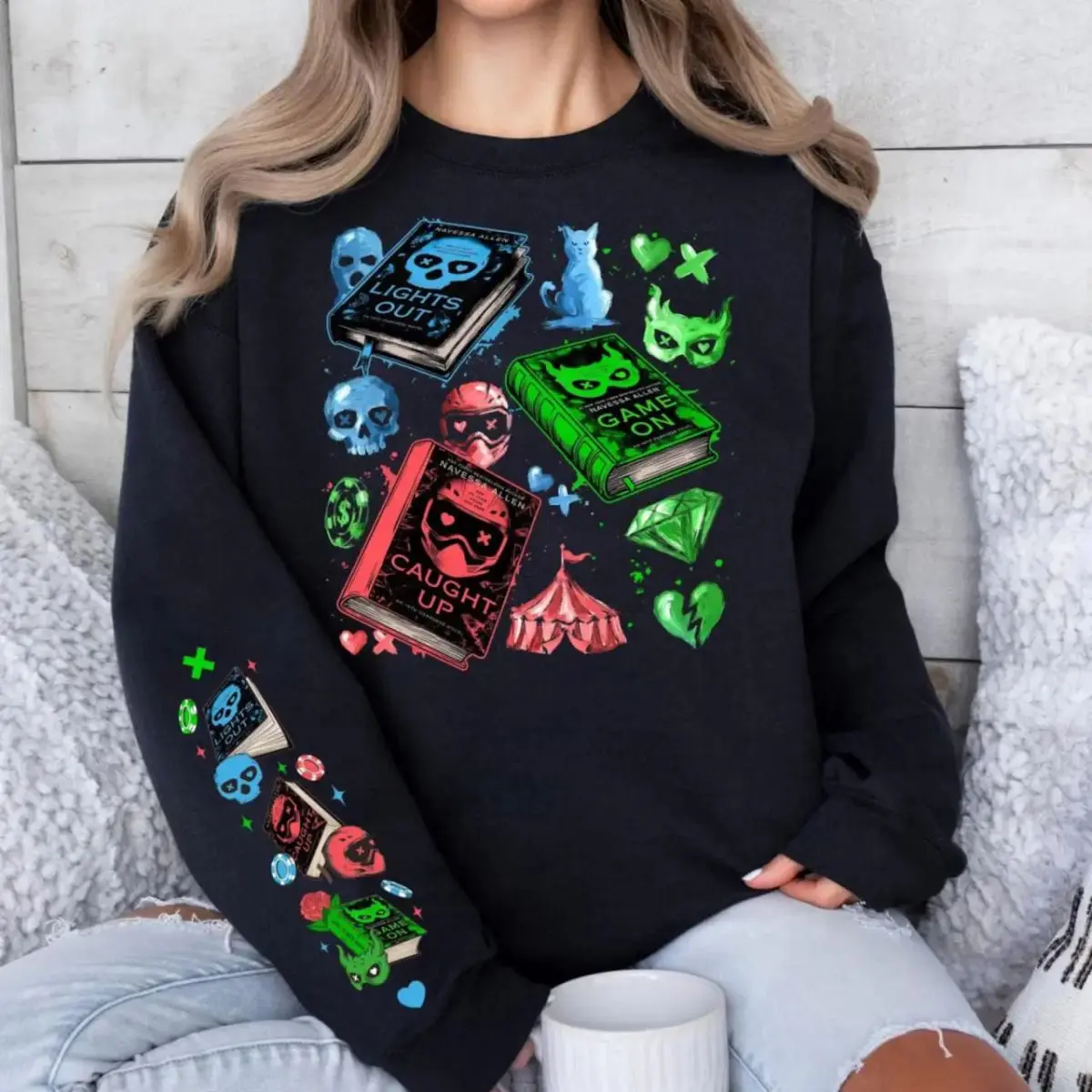 Navessa Allen Series Sweatshirt/ Hoodie/ T Shirt Lights Out, Caught Up, Game On, Romance Smut Bookish Shirt, Spicy Books Reader,Gift For Her, Unisex Sweater Pullover Tee