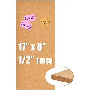 17x8 Corkboard Tiles Bulletin Board, 1/2" Thick Self-Adhesive Cork Boards for Walls, Cork Tiles Vision Board for , Office, School, Bulletin Board Decorations(12mm,1pc)
