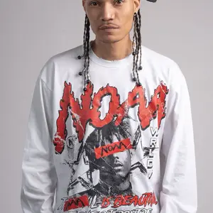 JuiceWorld Stronger Long Sleeve Tee White with Bold Red and Black Graphic Design