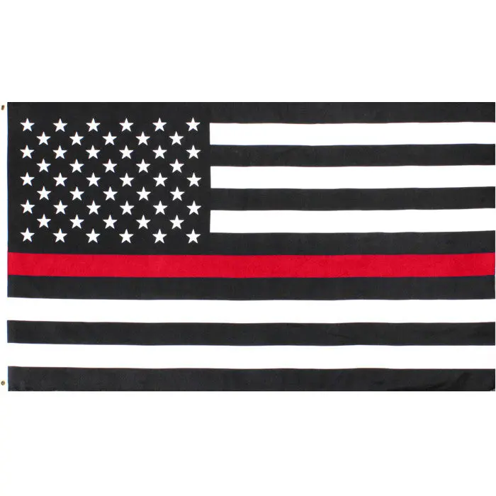 3'x5' Patriotic US Thin Red Line Outdoor Flag - Double-Stitched Law Enforcement Support Wall/Window Banner for Firefighters, Home & Decorations Supplies