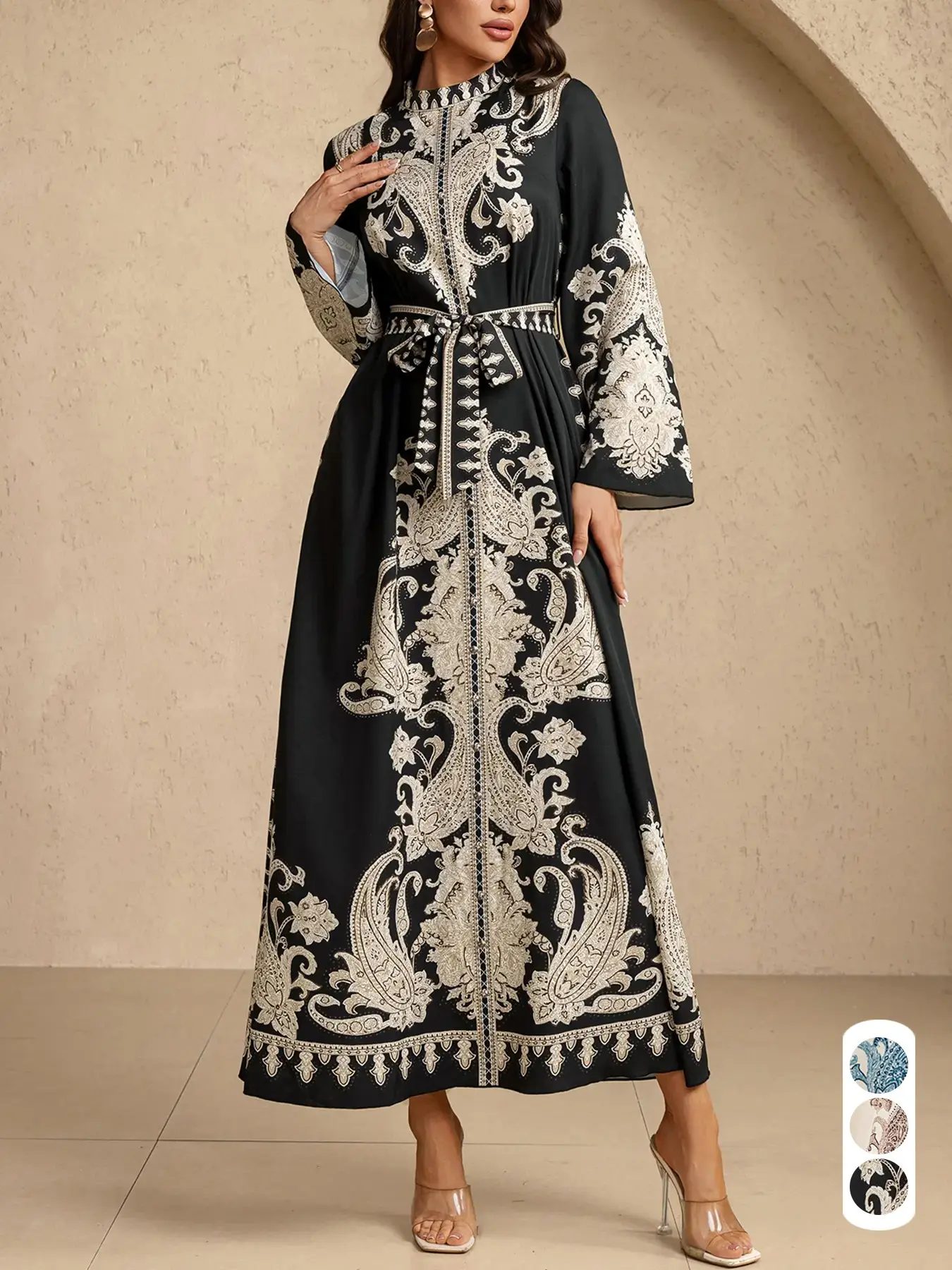Women's Elegant Chic Long Dress, Casual Classy Dress, All-Season Loose Fit High-Waisted Design, Full Body Printed Pattern, Perfect for Daily Wear, Casual Wear & Special Occasions, Casual Dresses Womenswear