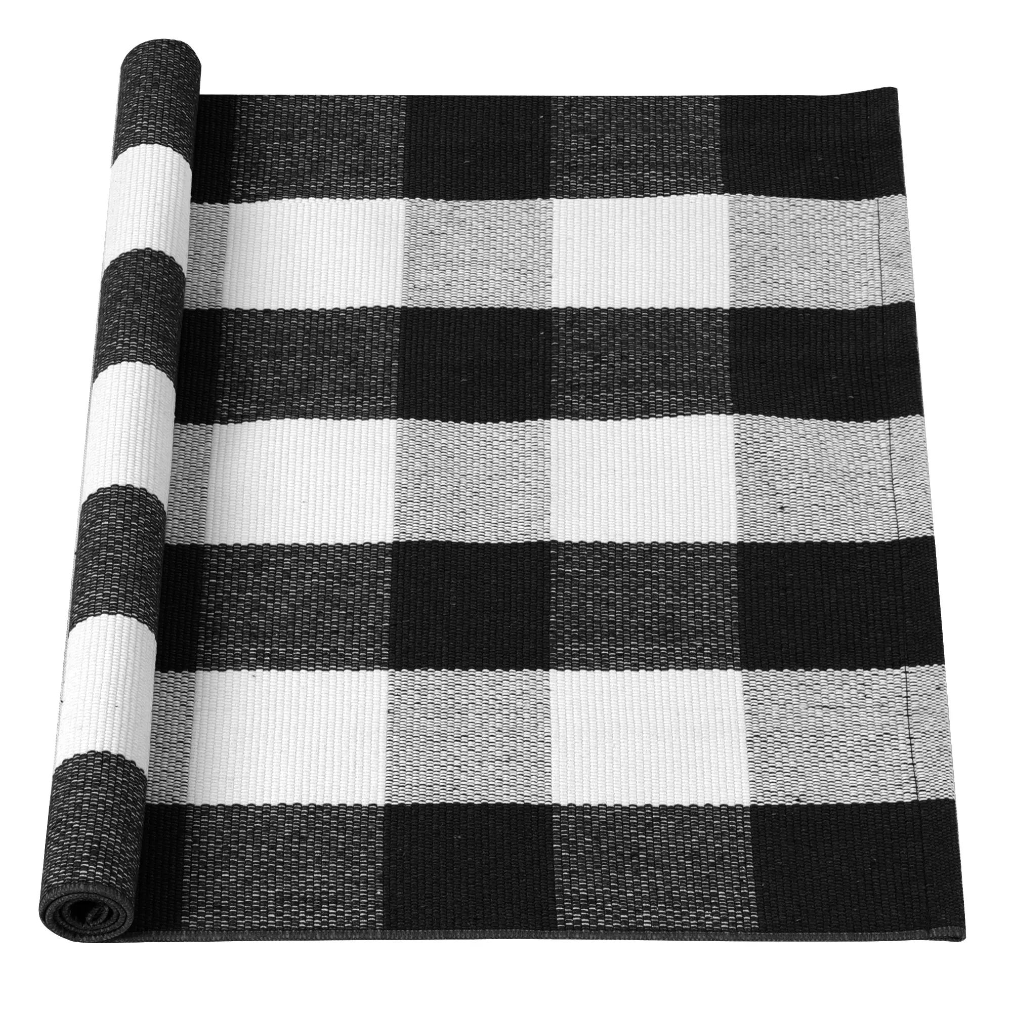 Unique Bargains Buffalo Check Rug, Plaid Outdoor Rug, Layered Door Mat, Cotton Gingham Rugs, Floor Mat For Front Porch/Runner/Bedroom/Kitchen/Farmhouse