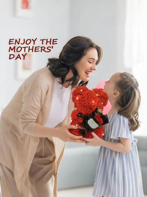 Handmade Eternal Flower Rose Teddy Bear Gift Box, Ideal for Couples, Valentine's Day, Anniversary, Birthday, Halloween, Christmas