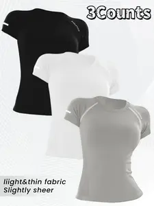 Women's Breathable Soft Exercise Short Sleeve Sports Tee, Comfortable Wear for Women, Ideal for Workouts & Active Lifestyles, Gym Yoga Tops, Gym Tees, Athletic Sports Clothing