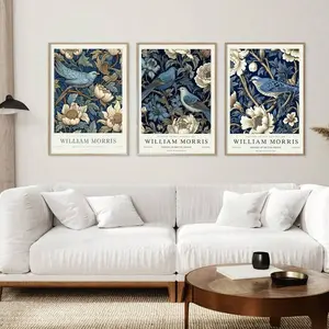 Set of 3 William Morris and Floral Canvas Wall Art, No Frame Design for Living Room, Bedroom and Office Decor, Perfect Home Gift, Modern Home Decoration