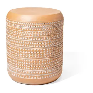 Glitzhome Antiqued White Textured Garden Stool & Planter Stand