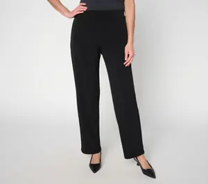 Susan Graver Essentials Petite Liquid Knit Straight Leg Pant