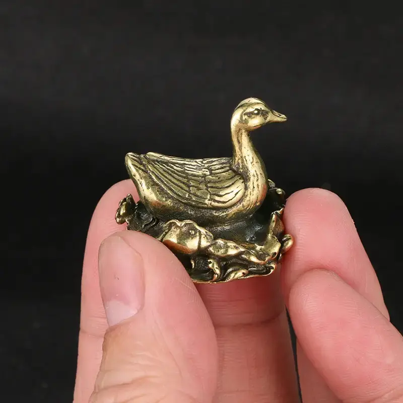 Vintage Style Solid Brass Duck Statue Figurines, Hand-Painted Retro with Expressive Eyes, Collectible Figure Decor, Figurines for Collectors, Home and Office Decor for Halloween