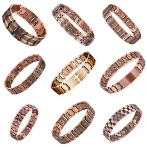 popular metal ancient red copper magnet men's retro bracelet wide row full magnet removable couple bracelet