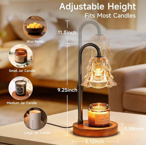 Adjustable Height Candle Warmer Lamp | Dimmable Timer Wax Melter for Home Bedroom Living Room Decor, Flameless Gift for Mom Women