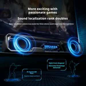 desktop light show features wired stereo speakers, desktop computers, laptops, USB ports (common), mobile phones with Type-C ports (common), suitable for playing games and listening to music.