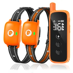 Orange dog training collar with safety lock,TPC rechargeable,food protectant,teeth-proof,low-voltage protection,remote control collar,and bark suppressant Heaflex