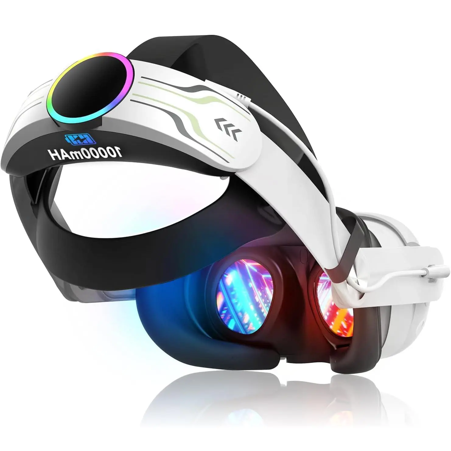 RGB  Strap for Oculus/Meta Quest 3/3s  Strap with  10000mAh Pack for Extended 8 Hrs of Playtime,   VR Power, Adjustable Elite Strap Enhanced Support and  in VR