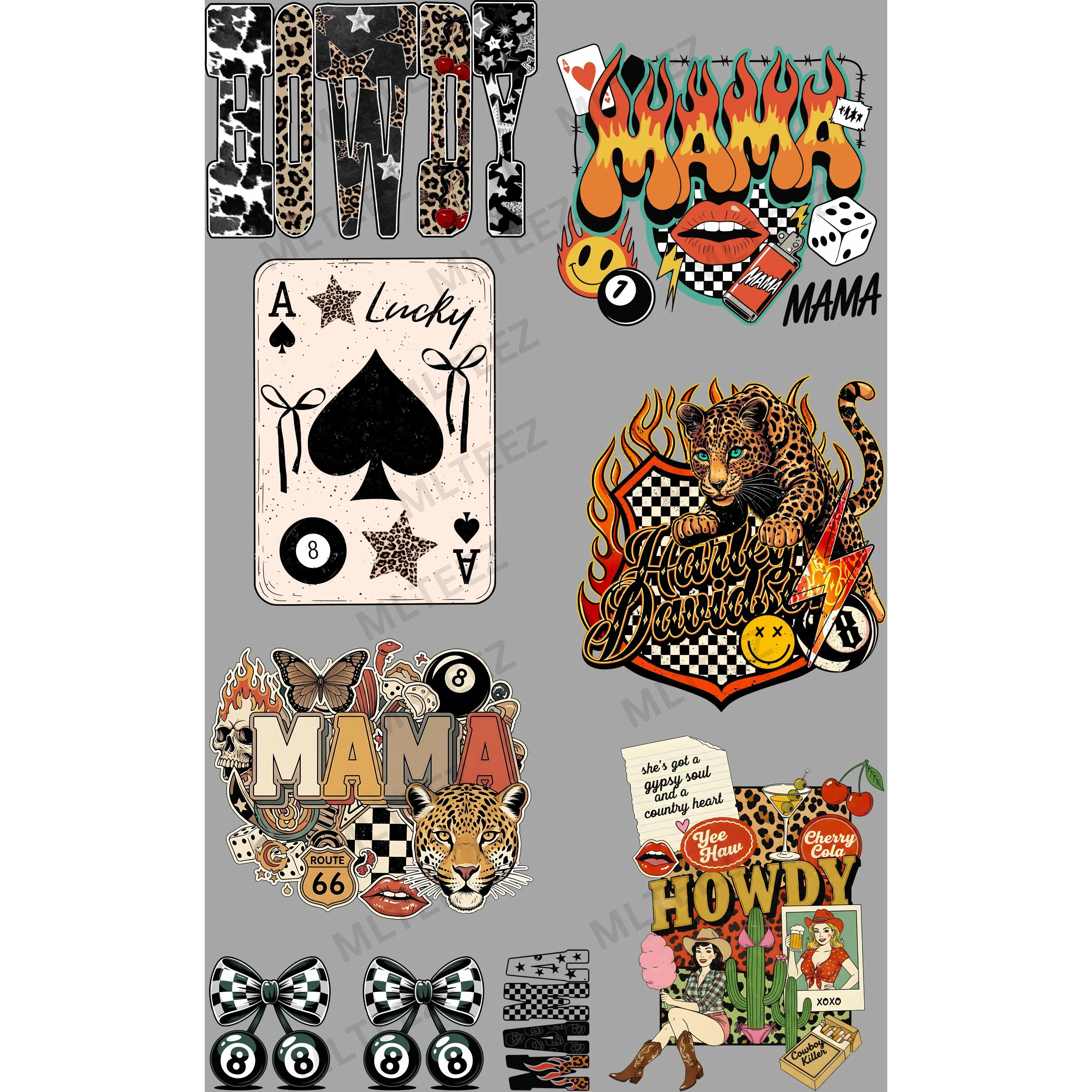 HOWDY (1) PREMADE GANGSHEET - 22X36 DTF TRANSFERS - DIRECT TO FILM