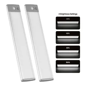 VEVOR Under Cabinet Lighting,  2 PCS, 62 LED Motion Sensor Lights, Rechargeable Battery Operated Closet Lights with Remote Control, Wireless Under Counter Light for Cabinets, Bookshelf, Stair, Hallway