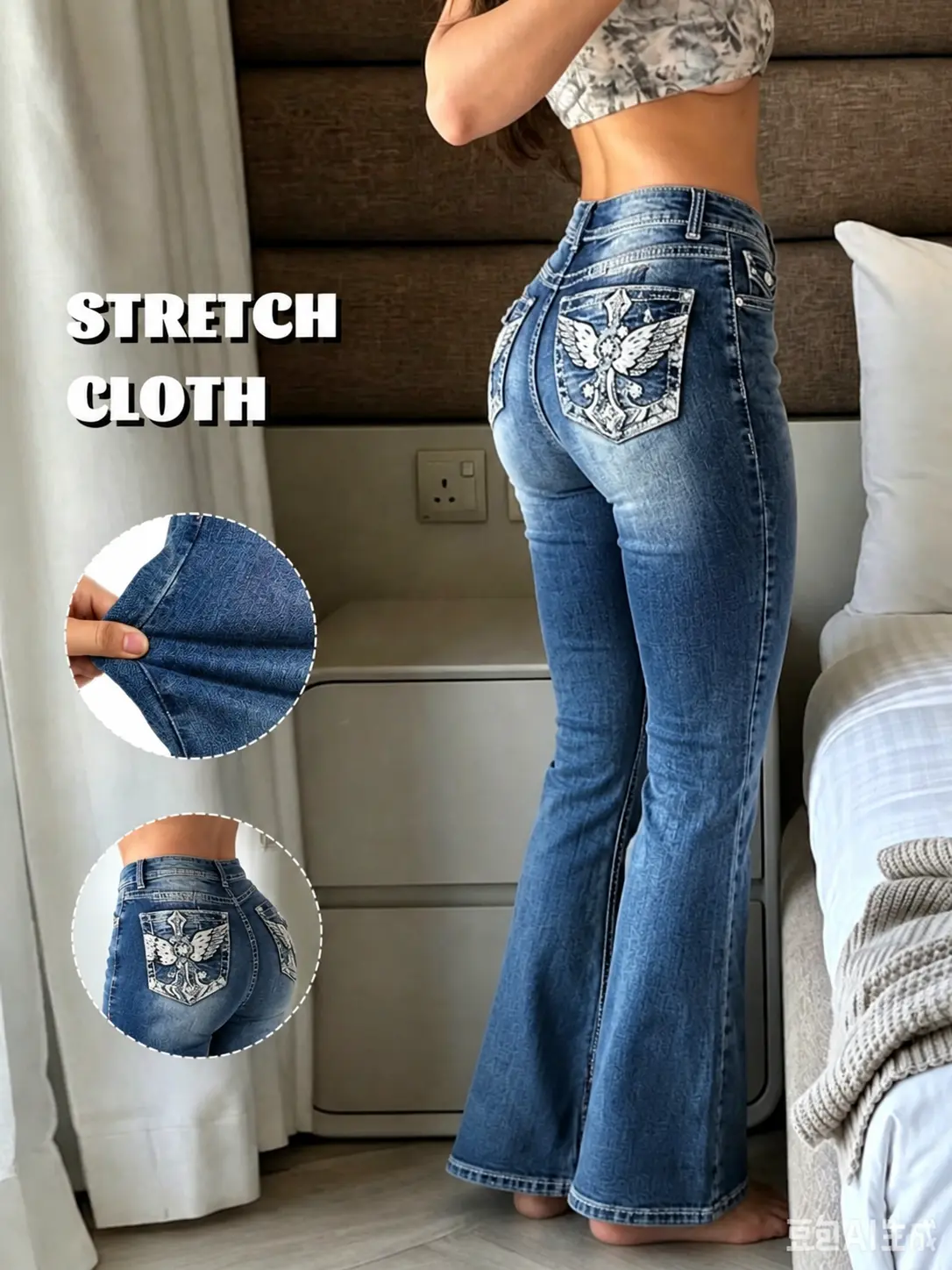 Women's Flare Pants Slim-Fitting Straight Leg Jeans High Waisted Tummy Control Workout Casual Bootcut Pants