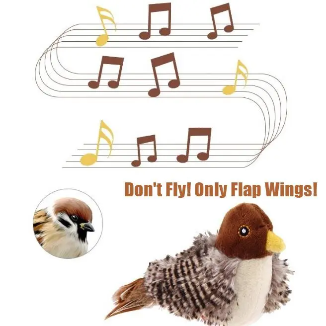 Potaroma Rechargeable Flapping Sparrow Cat Toy, Lifelike Chirp, Touch Activated, Catnip Inside, 4.0 Inches, DON’T FLY, Interactive Kicker Toy for All Cat Breeds & Pet Gifts