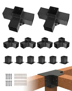 VEVOR Pergola Kit, Summervibes, 4x4 Inch Pergola Brackets for 3.5x3.5 Inch Wood Beams in Actual Dimension, 3-Way (4 Pcs) and 4-Way (2 Pcs) Gazebo Brackets with 6 Post Bases, for Outdoor Pergolas, Gazebos, Sheds