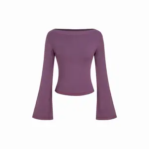 Cider Women's Striped Boat Neck Bell Sleeve Tee