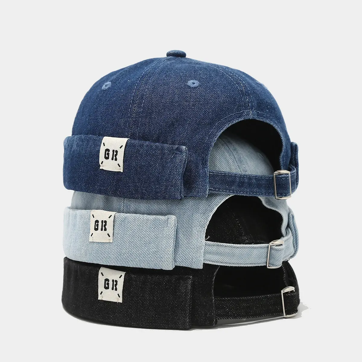 Men's Adjustable Foldable Docker Hat - Breathable Vintage Denim Visor-Less Skullcap, Male Fit Casual Outdoor Wear Brimless Sailor Hat, Adjustable And Foldable, Foldable Adjust