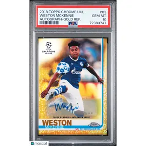2018 Topps Chrome Uefa League Weston Mckennie Autograph-Gold Ref #83 PSA 10 RC
