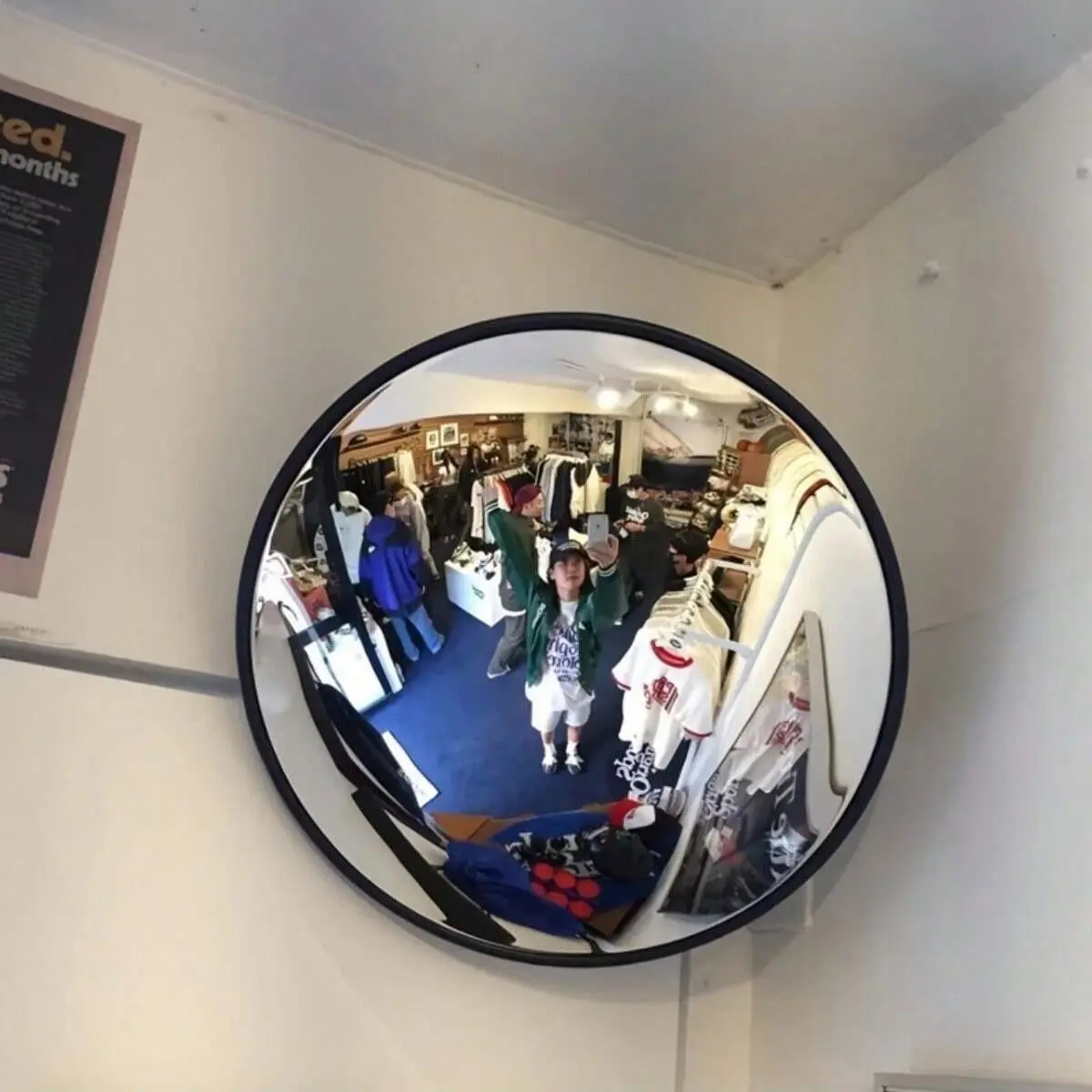1pc Art Deco Round Convex Wide Angle Wall Mirror, Acrylic Convex Glass with All-Plastic Frame, Decorative Wall Mount Mirror for Modern Bedroom & Living Room Home Decor