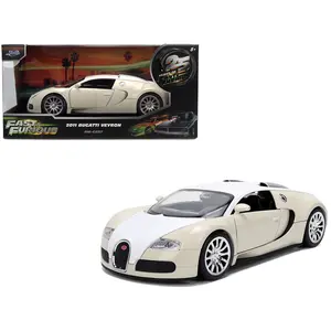 2011 Bugatti Veyron White and Tan "Furious 7" (2015) Movie "25 Years of Fast & Furious" Series 1/24 Diecast Model Car by Jada
