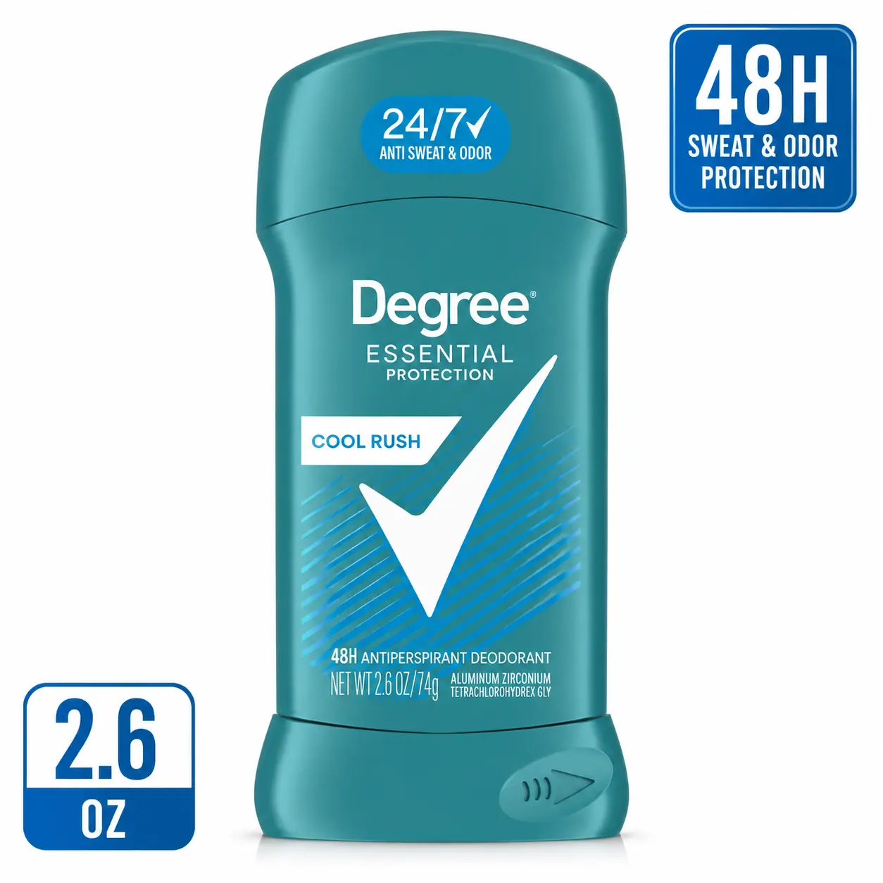 Degree Men Original Antiperspirant Deodorant 48 Hour Sweat and Odor Protection Cool Rush Antiperspirant for Men 2.6 oz Paraben Free