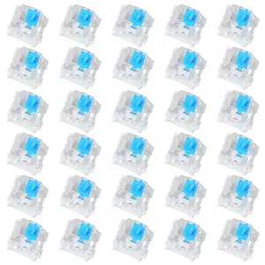 30 Pieces Blue Mechanical Keyboard Switches 3 Pin Pre-Lubricated Clicky Key Switches Dustproof and Waterproof Keyboard Accessories for Mechanical Gaming Keyboards