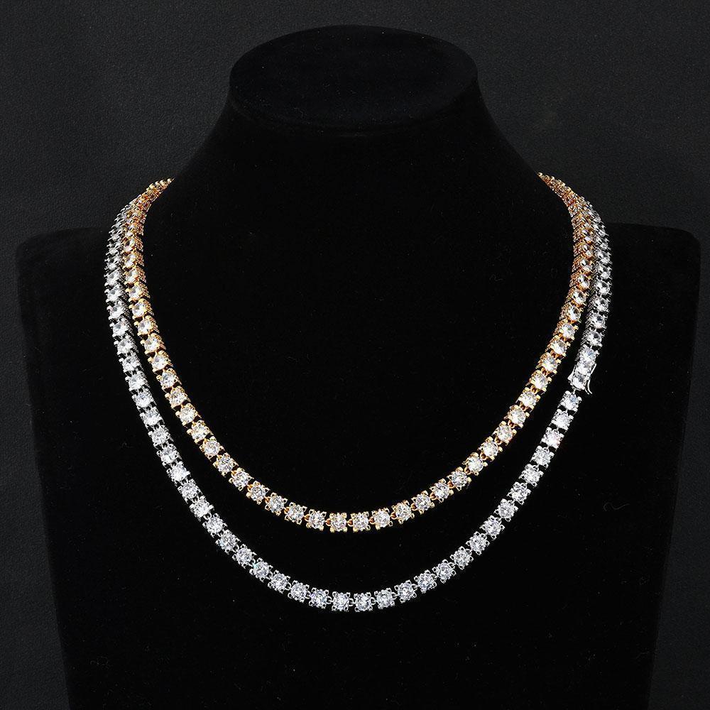 Fine Jewelry Hip Hop 925 Sterling Silver VVS Moissanite Diamond Cluster Tennis Chain Bracelet Necklace for Men Women